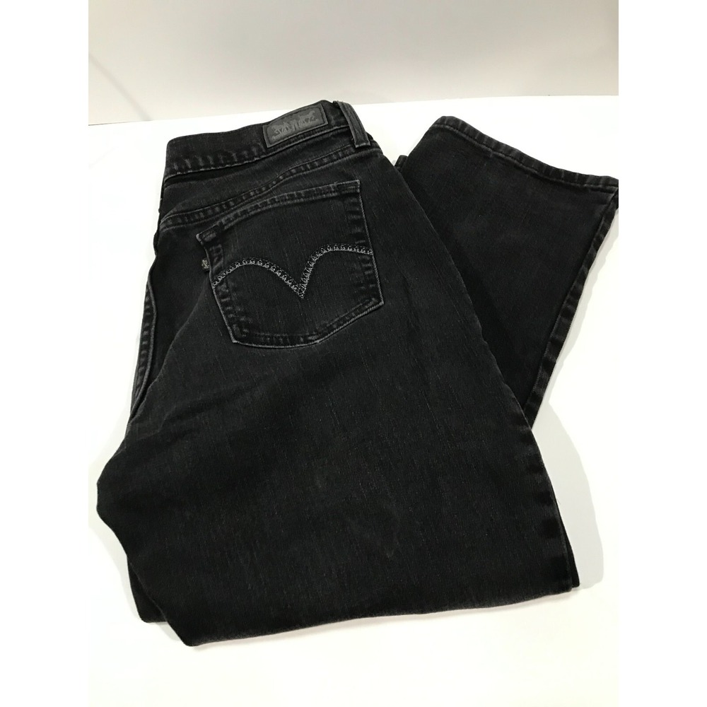 womens levis jeans black 505 straight leg size 8M‎